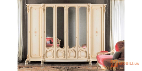 Шкаф 6-дверный с 4-мя зеркальными и 2-мя декорированными дверями OLIMPIA