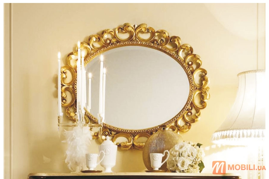 Овальное зеркало отделка с сусальным золотом PRINCIPESSA